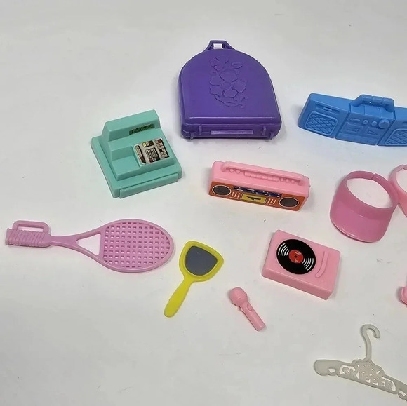 Vintage Barbie Mattel Accessories 14 Piece Lot Boombox Cash Register Microphone - Picture 2 of 6